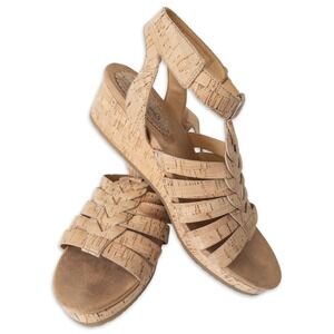 BareTraps Wedge Sandals Womens 11 Tan Cork Strappy Platform Boho Gladiator